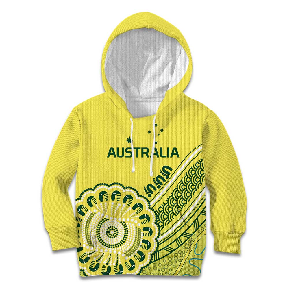 Custom Cricket Aussie Pride Kid Hoodie Aboriginal Dot Art Cricket - Vibe Hoodie
