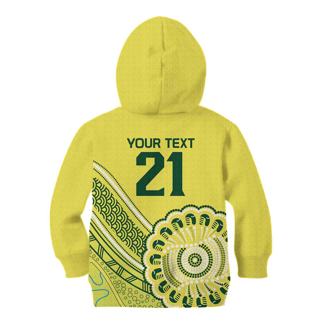 Custom Cricket Aussie Pride Kid Hoodie Aboriginal Dot Art Cricket - Vibe Hoodie