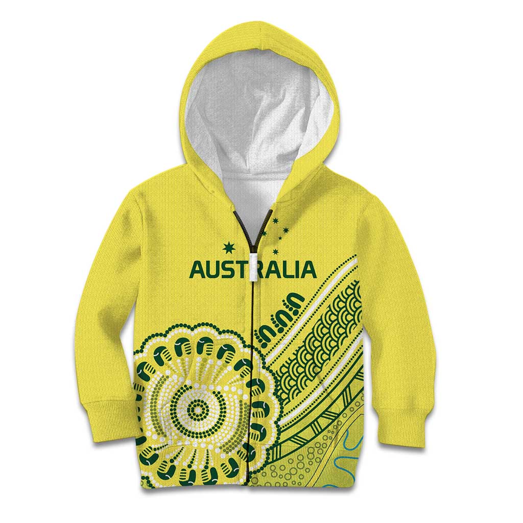 Custom Cricket Aussie Pride Kid Hoodie Aboriginal Dot Art Cricket - Vibe Hoodie