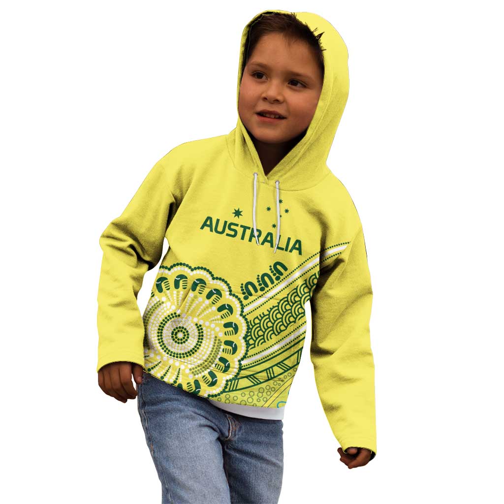 Custom Cricket Aussie Pride Kid Hoodie Aboriginal Dot Art Cricket - Vibe Hoodie
