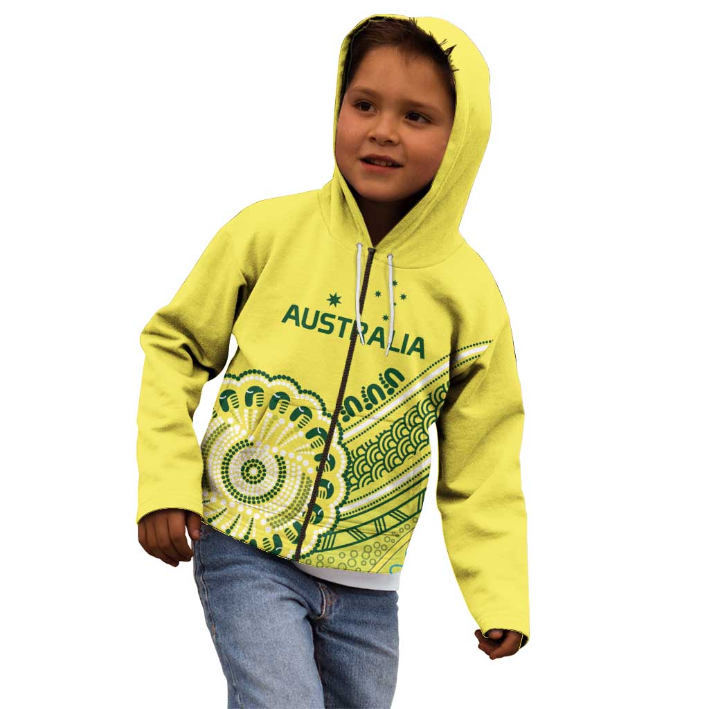 Custom Cricket Aussie Pride Kid Hoodie Aboriginal Dot Art Cricket - Vibe Hoodie
