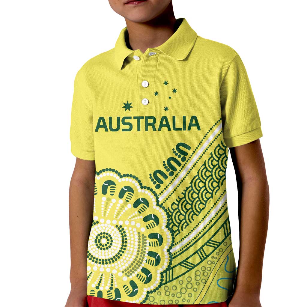 Custom Cricket Aussie Pride Kid Polo Shirt Aboriginal Dot Art Cricket - Vibe Hoodie