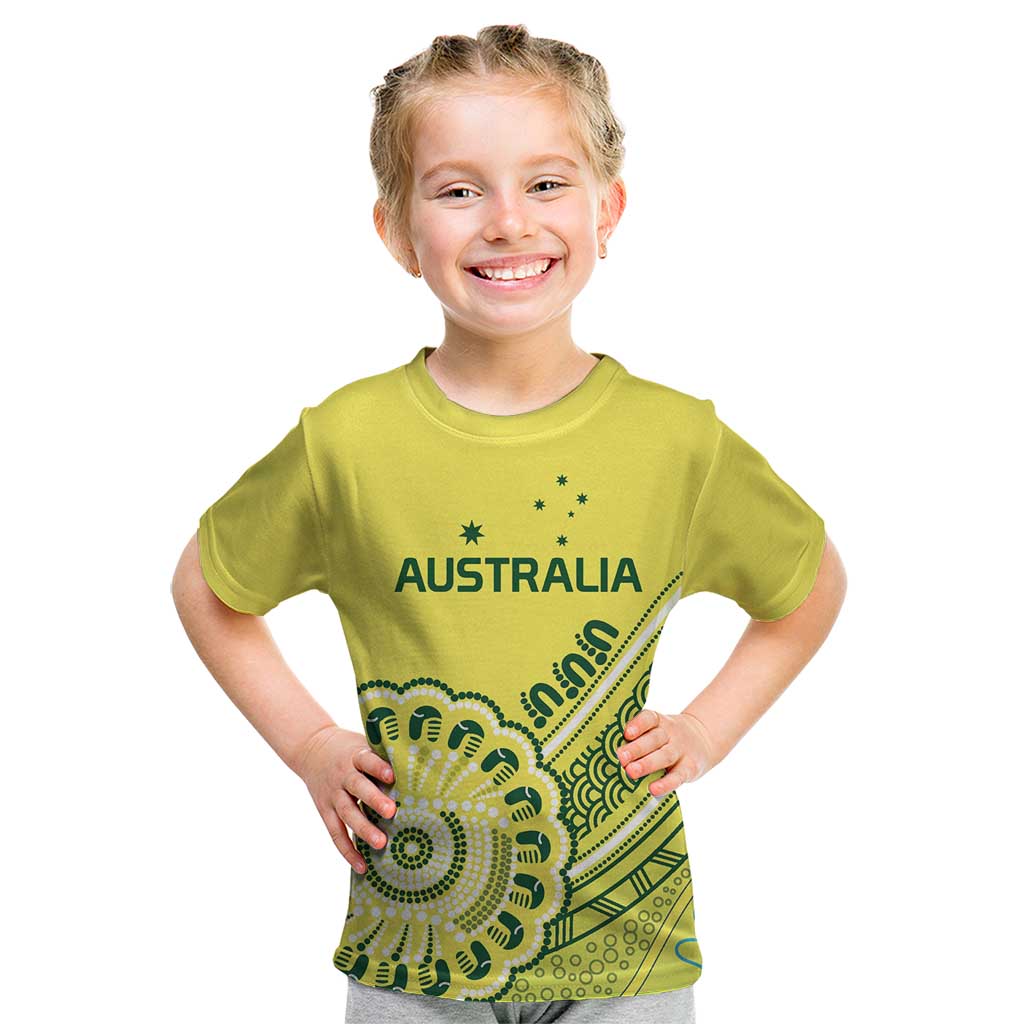 Custom Cricket Aussie Pride Kid T Shirt Aboriginal Dot Art Cricket - Vibe Hoodie