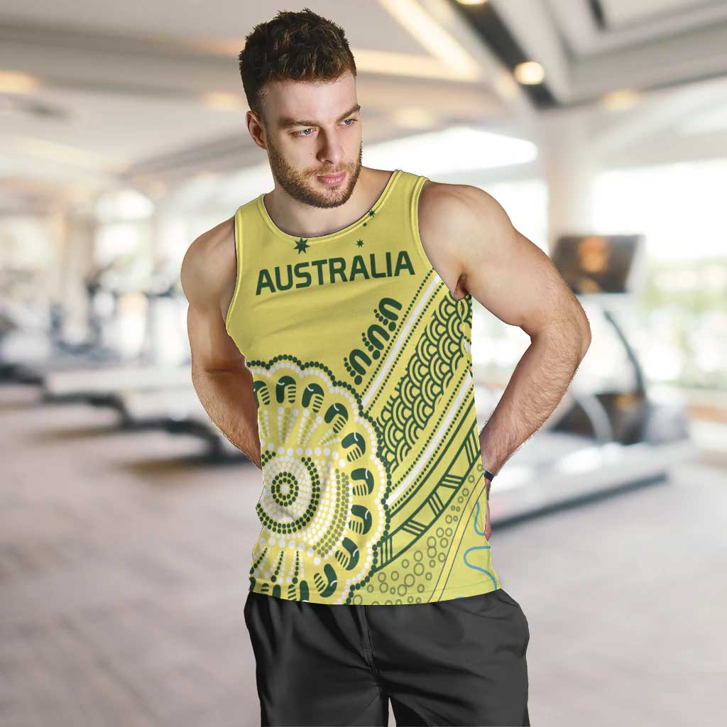 Custom Cricket Aussie Pride Men Tank Top Aboriginal Dot Art Cricket - Vibe Hoodie