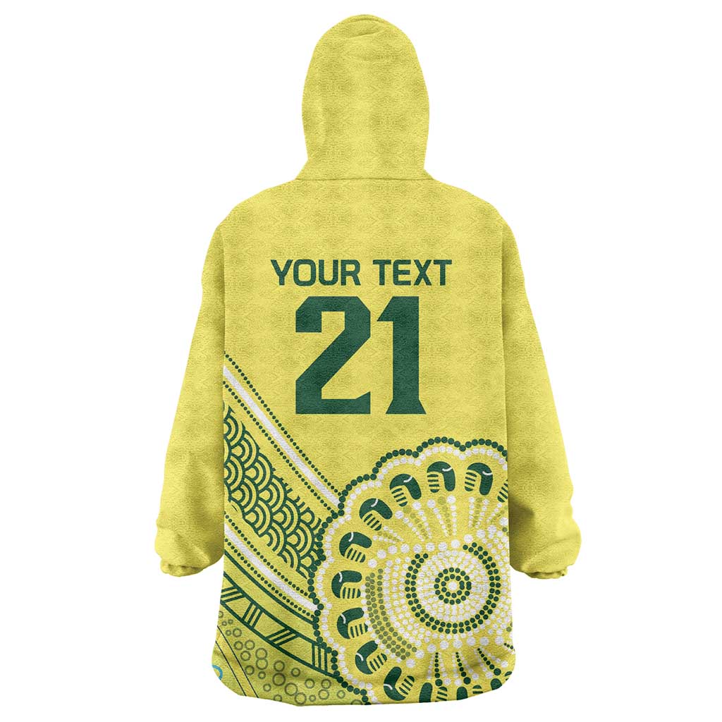 Custom Cricket Aussie Pride Wearable Blanket Hoodie Aboriginal Dot Art Cricket - Vibe Hoodie