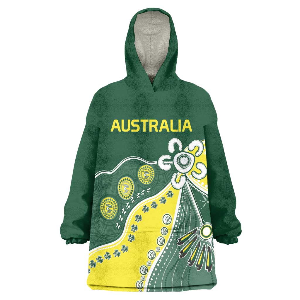 Custom Cricket Aussie Pride Wearable Blanket Hoodie Indigenous Inspired - Vibe Hoodie