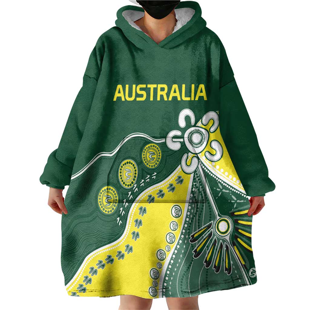 Custom Cricket Aussie Pride Wearable Blanket Hoodie Indigenous Inspired - Vibe Hoodie