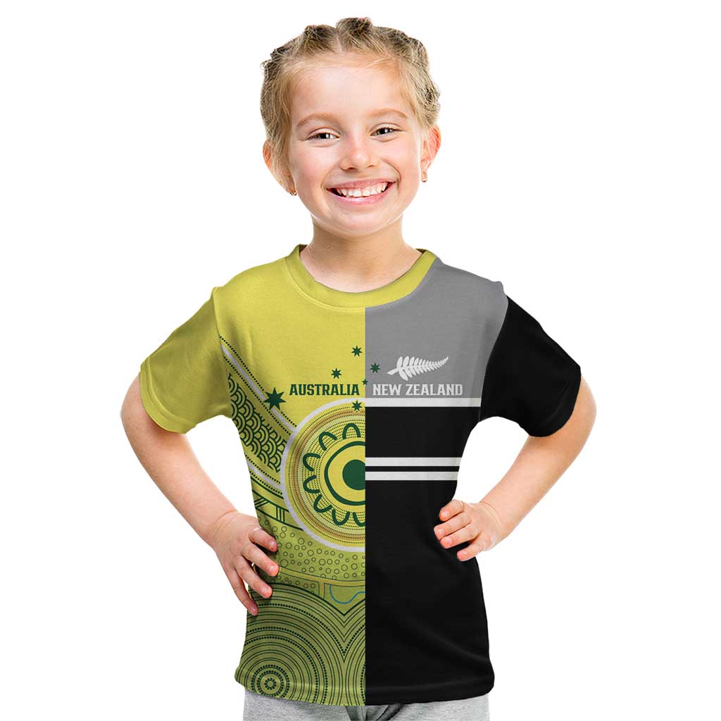 Custom Cricket AUNZ Spirit Kid T Shirt Aussie New Zealand Retro Edition - Vibe Hoodie