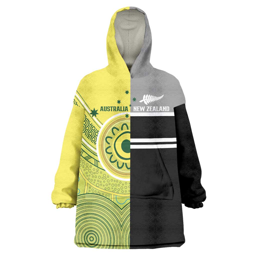 Custom Cricket AUNZ Spirit Wearable Blanket Hoodie Aussie New Zealand Retro Edition - Vibe Hoodie