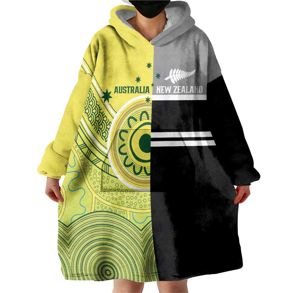 Custom Cricket AUNZ Spirit Wearable Blanket Hoodie Aussie New Zealand Retro Edition - Vibe Hoodie