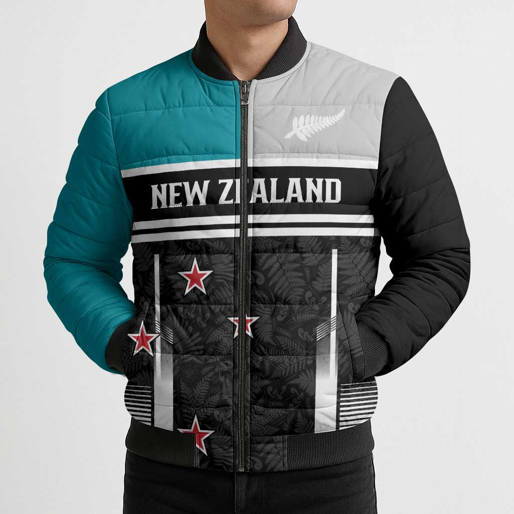 Custom NZ Cricket Pride Bomber Puffer Jacket Silver Fern Fan Supporter Apparel - Vibe Hoodie