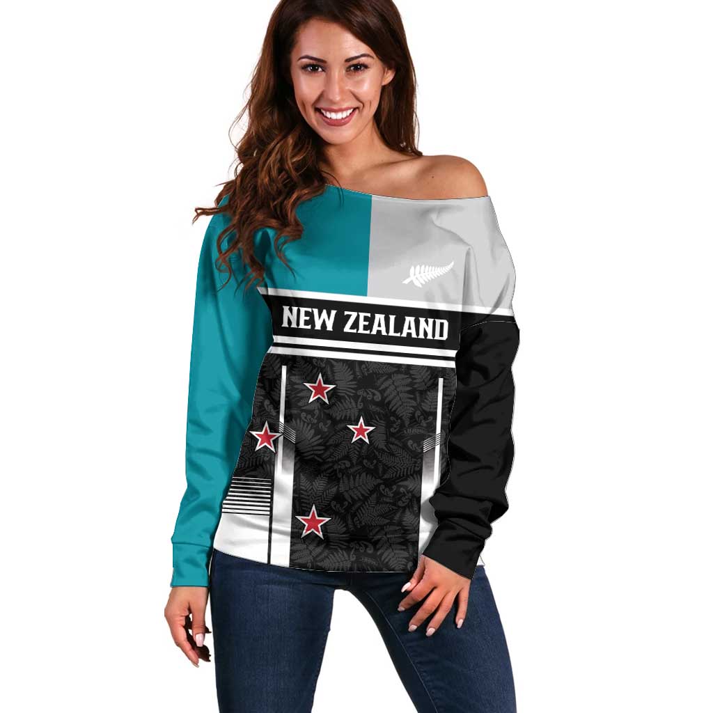 Custom NZ Cricket Pride Off Shoulder Sweater Silver Fern Fan Supporter Apparel - Vibe Hoodie