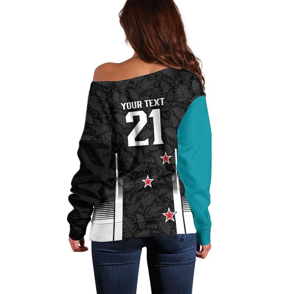 Custom NZ Cricket Pride Off Shoulder Sweater Silver Fern Fan Supporter Apparel - Vibe Hoodie