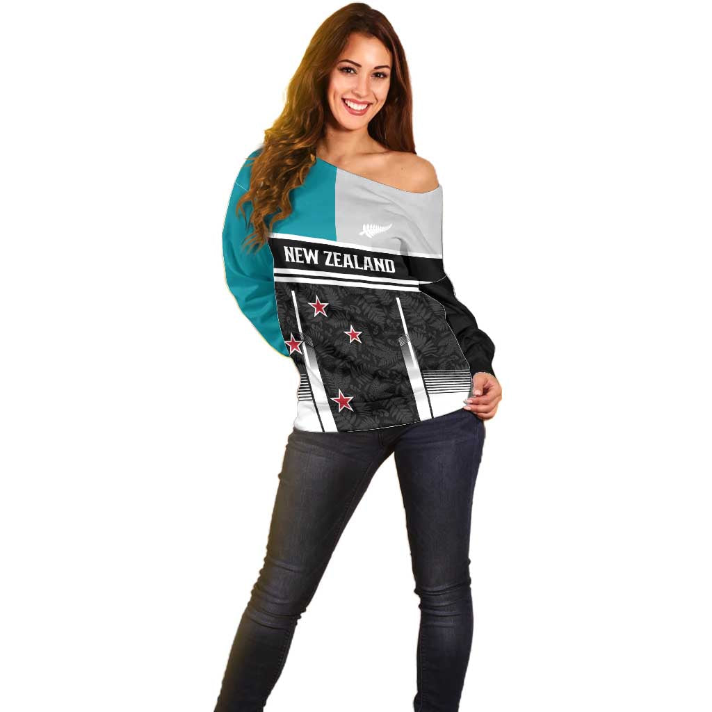 Custom NZ Cricket Pride Off Shoulder Sweater Silver Fern Fan Supporter Apparel - Vibe Hoodie