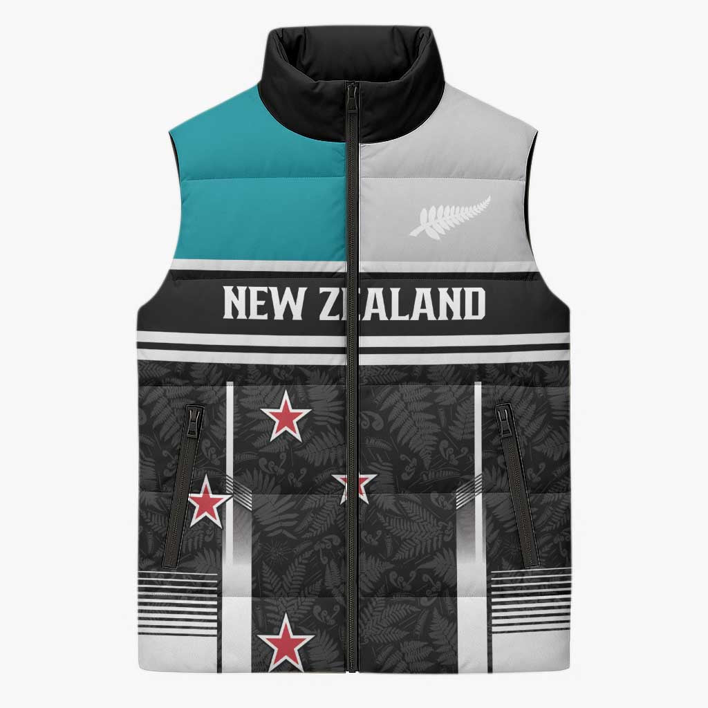 Custom NZ Cricket Pride Sleeveless Puffer Jacket Silver Fern Fan Supporter Apparel - Vibe Hoodie