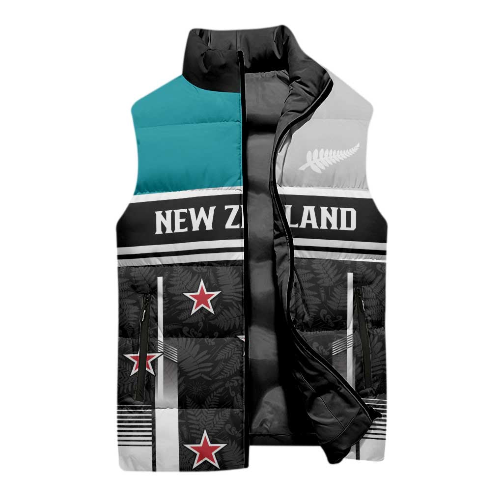 Custom NZ Cricket Pride Sleeveless Puffer Jacket Silver Fern Fan Supporter Apparel - Vibe Hoodie
