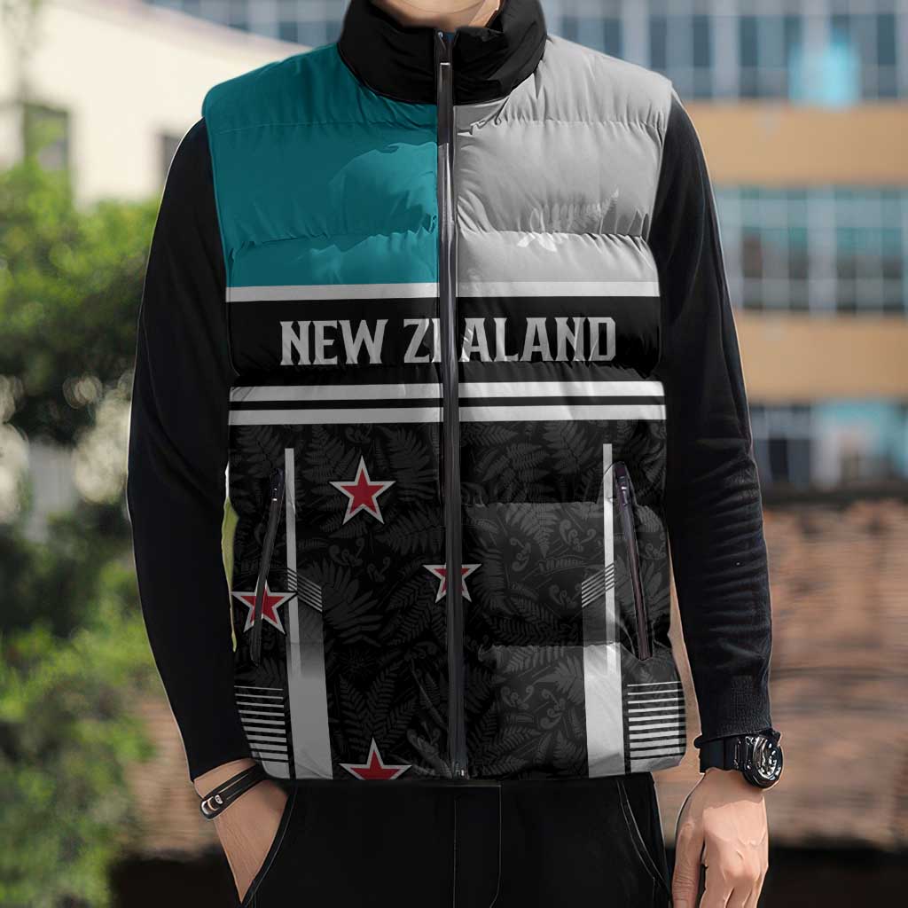 Custom NZ Cricket Pride Sleeveless Puffer Jacket Silver Fern Fan Supporter Apparel - Vibe Hoodie