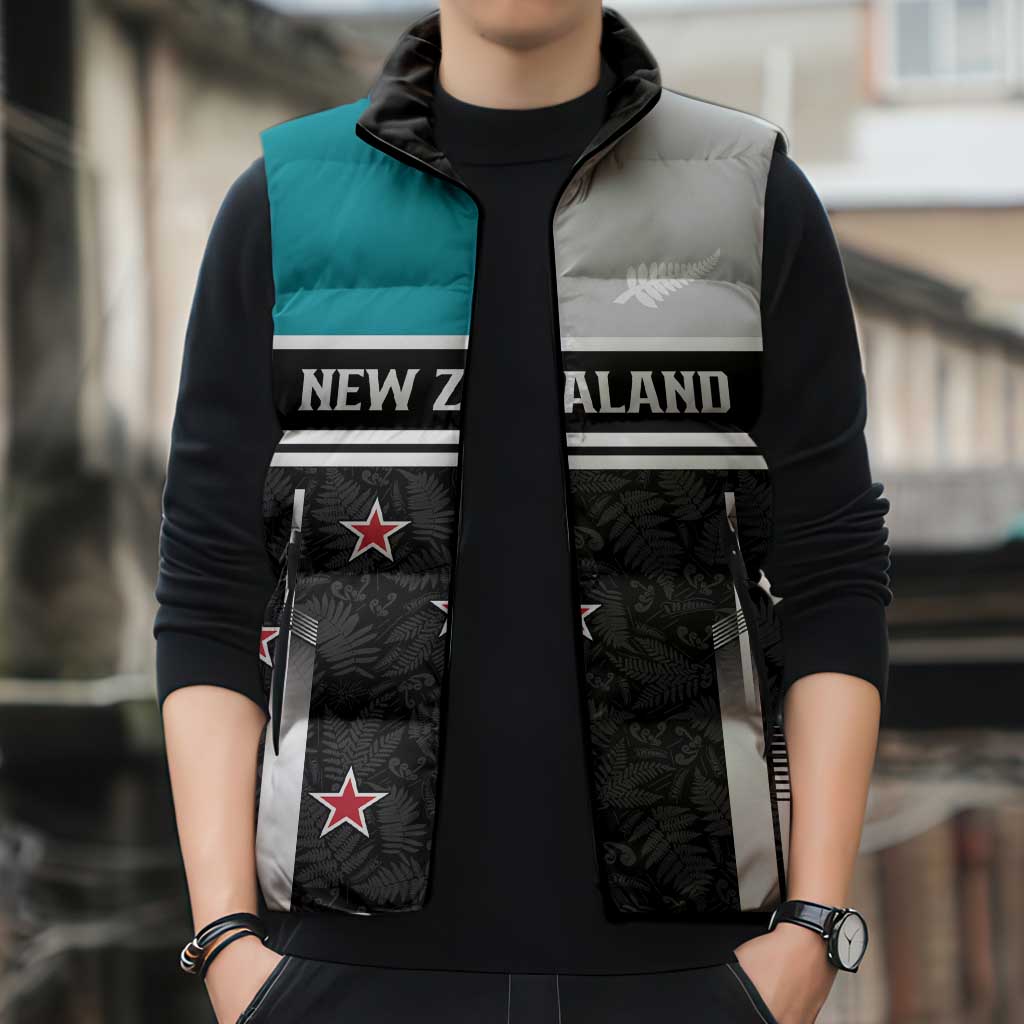 Custom NZ Cricket Pride Sleeveless Puffer Jacket Silver Fern Fan Supporter Apparel - Vibe Hoodie