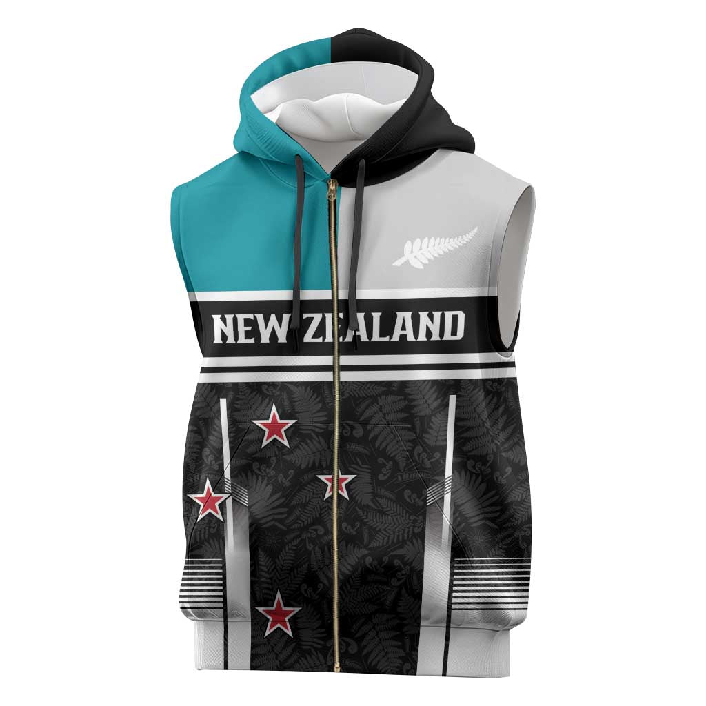 Custom NZ Cricket Pride Sleeveless Zip Hoodie Silver Fern Fan Supporter Apparel - Vibe Hoodie
