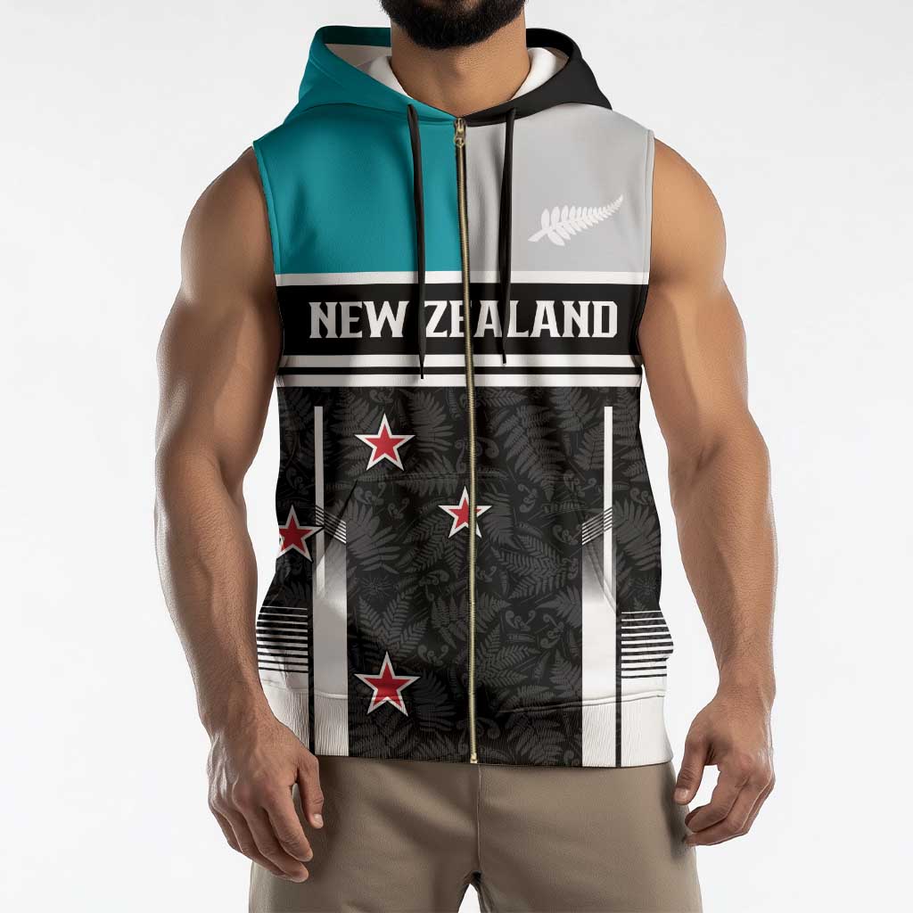 Custom NZ Cricket Pride Sleeveless Zip Hoodie Silver Fern Fan Supporter Apparel - Vibe Hoodie
