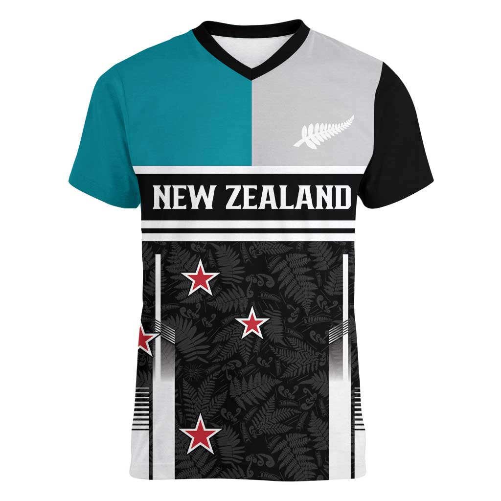 Custom NZ Cricket Pride Women V-Neck T-Shirt Silver Fern Fan Supporter Apparel - Vibe Hoodie