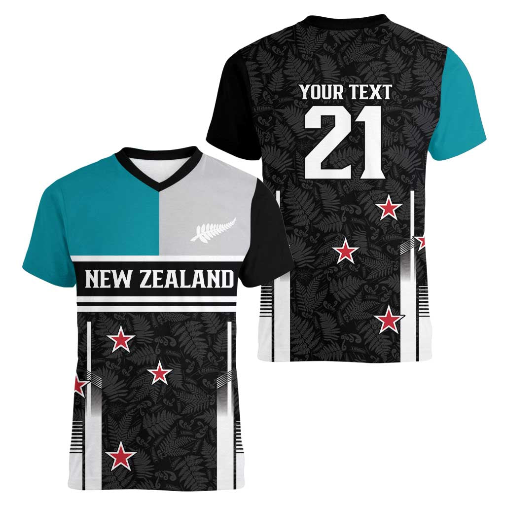 Custom NZ Cricket Pride Women V-Neck T-Shirt Silver Fern Fan Supporter Apparel - Vibe Hoodie
