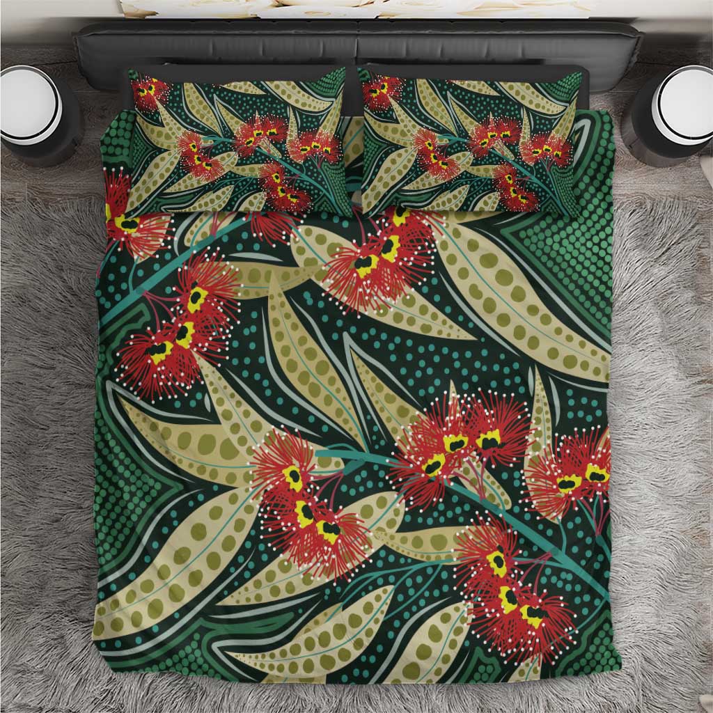 Australian Native Eucalyptus Plant Bedding Set Aboriginal Dot Art - Vibe Hoodie Shop
