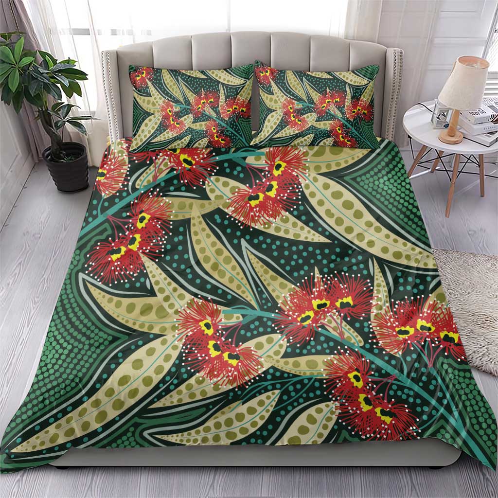 Australian Native Eucalyptus Plant Bedding Set Aboriginal Dot Art - Vibe Hoodie Shop