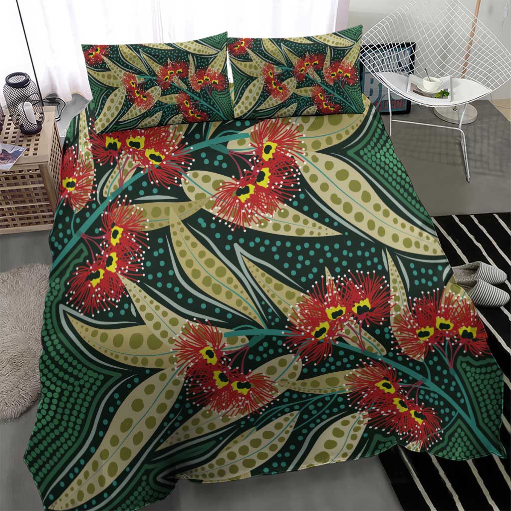 Australian Native Eucalyptus Plant Bedding Set Aboriginal Dot Art - Vibe Hoodie Shop