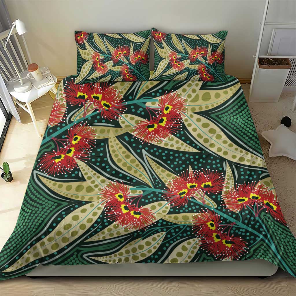 Australian Native Eucalyptus Plant Bedding Set Aboriginal Dot Art - Vibe Hoodie Shop