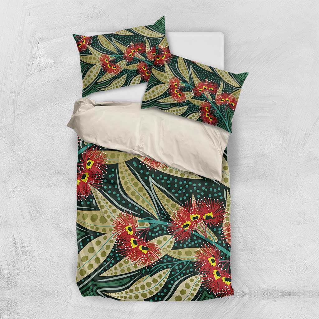Australian Native Eucalyptus Plant Bedding Set Aboriginal Dot Art - Vibe Hoodie Shop