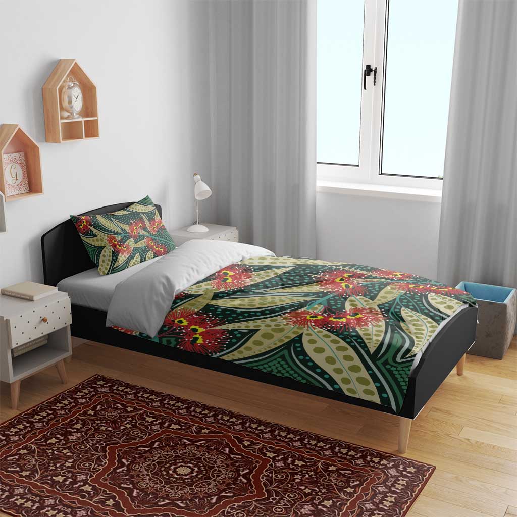 Australian Native Eucalyptus Plant Bedding Set Aboriginal Dot Art - Vibe Hoodie Shop