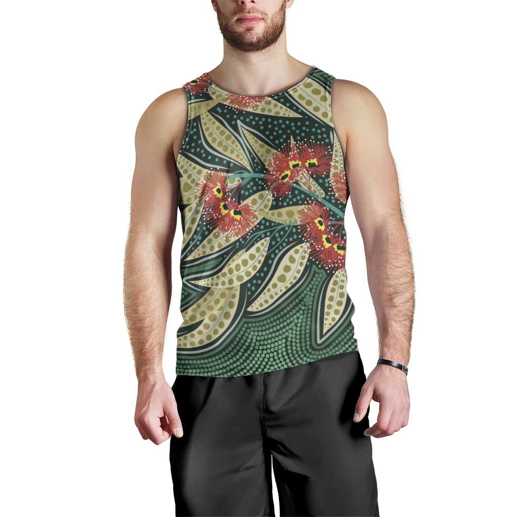 Australian Native Eucalyptus Plant Men Tank Top Aboriginal Dot Art - Vibe Hoodie Shop