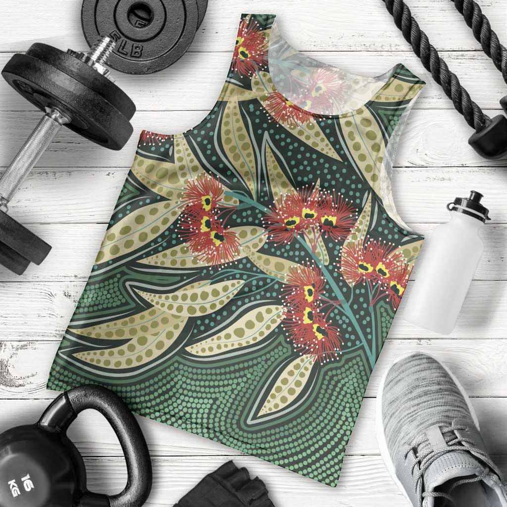 Australian Native Eucalyptus Plant Men Tank Top Aboriginal Dot Art - Vibe Hoodie Shop