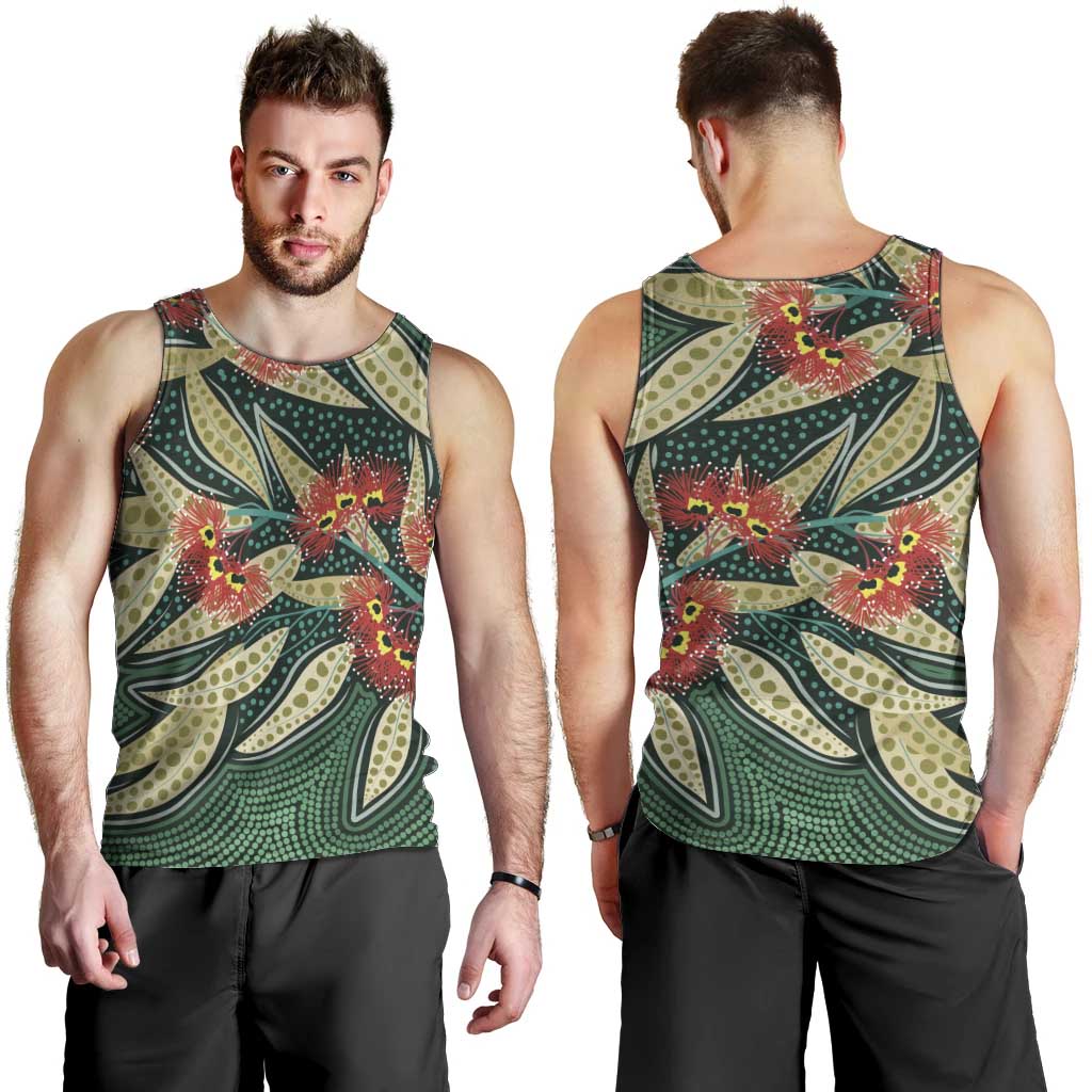 Australian Native Eucalyptus Plant Men Tank Top Aboriginal Dot Art - Vibe Hoodie Shop