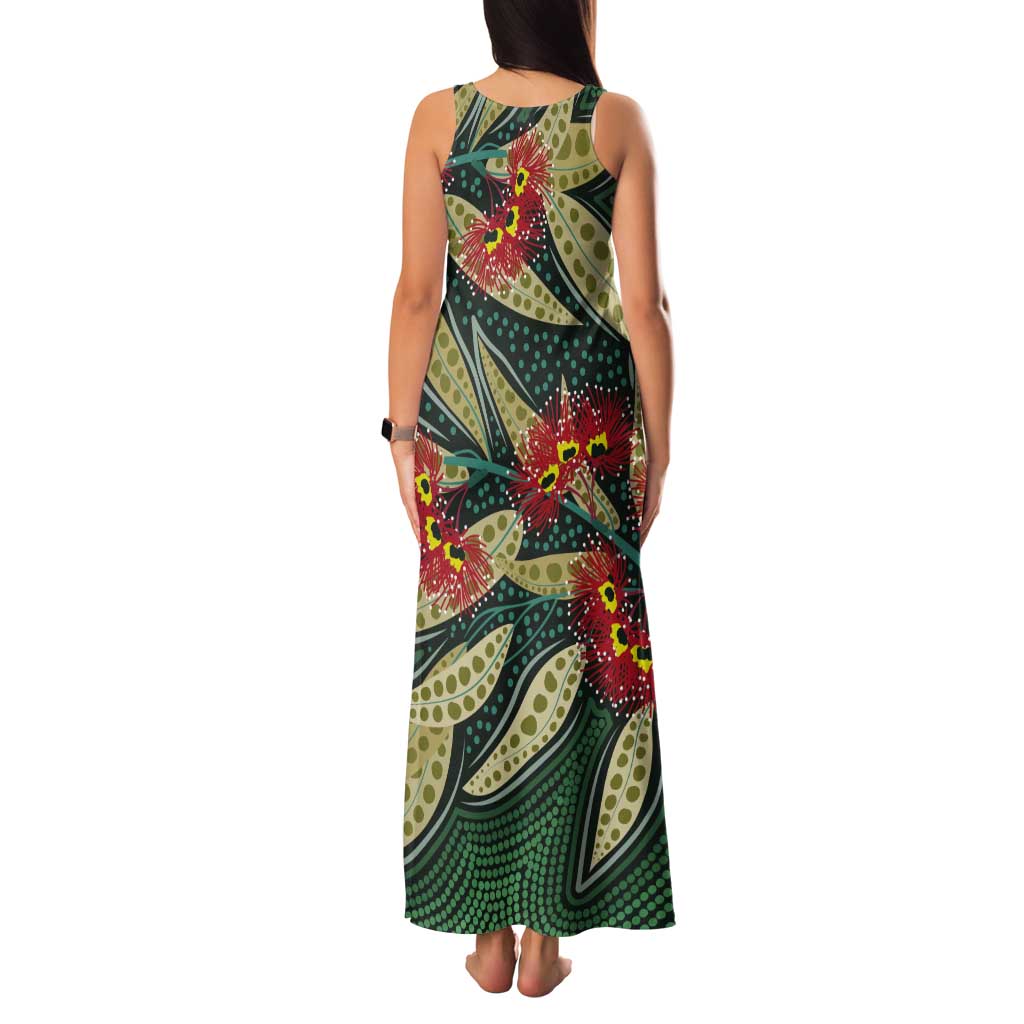 Australian Native Eucalyptus Plant Tank Maxi Dress Aboriginal Dot Art