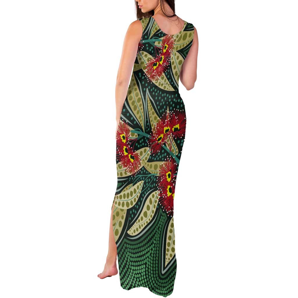 Australian Native Eucalyptus Plant Tank Maxi Dress Aboriginal Dot Art