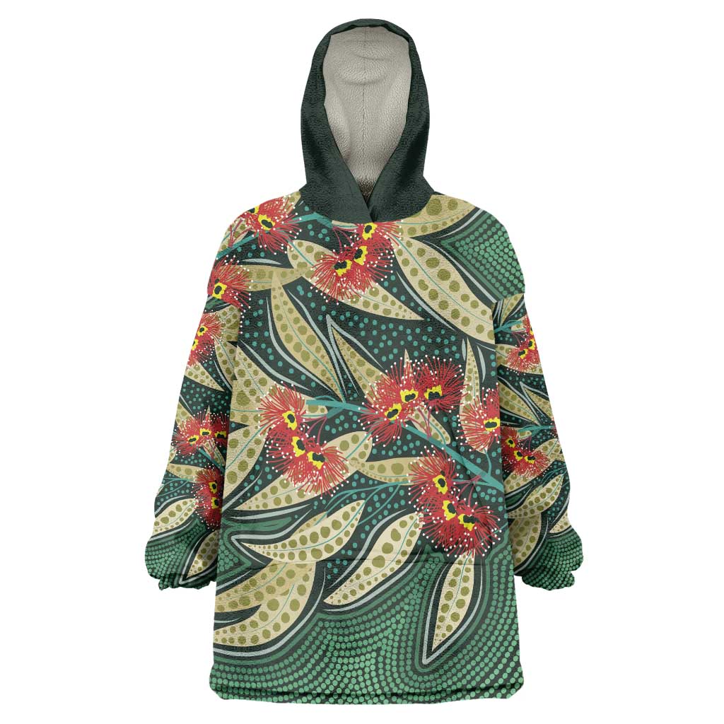 Australian Native Eucalyptus Plant Wearable Blanket Hoodie Aboriginal Dot Art - Vibe Hoodie Shop