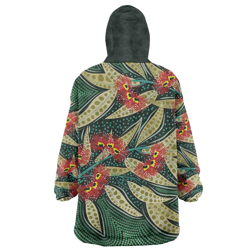 Australian Native Eucalyptus Plant Wearable Blanket Hoodie Aboriginal Dot Art - Vibe Hoodie Shop