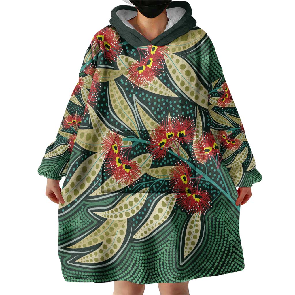 Australian Native Eucalyptus Plant Wearable Blanket Hoodie Aboriginal Dot Art - Vibe Hoodie Shop