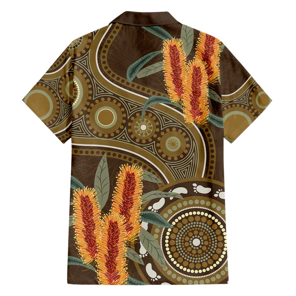 Australian Yellow Banksia Flowers Hawaiian Shirt Aboriginal Dot Art - Vibe Hoodie Shop