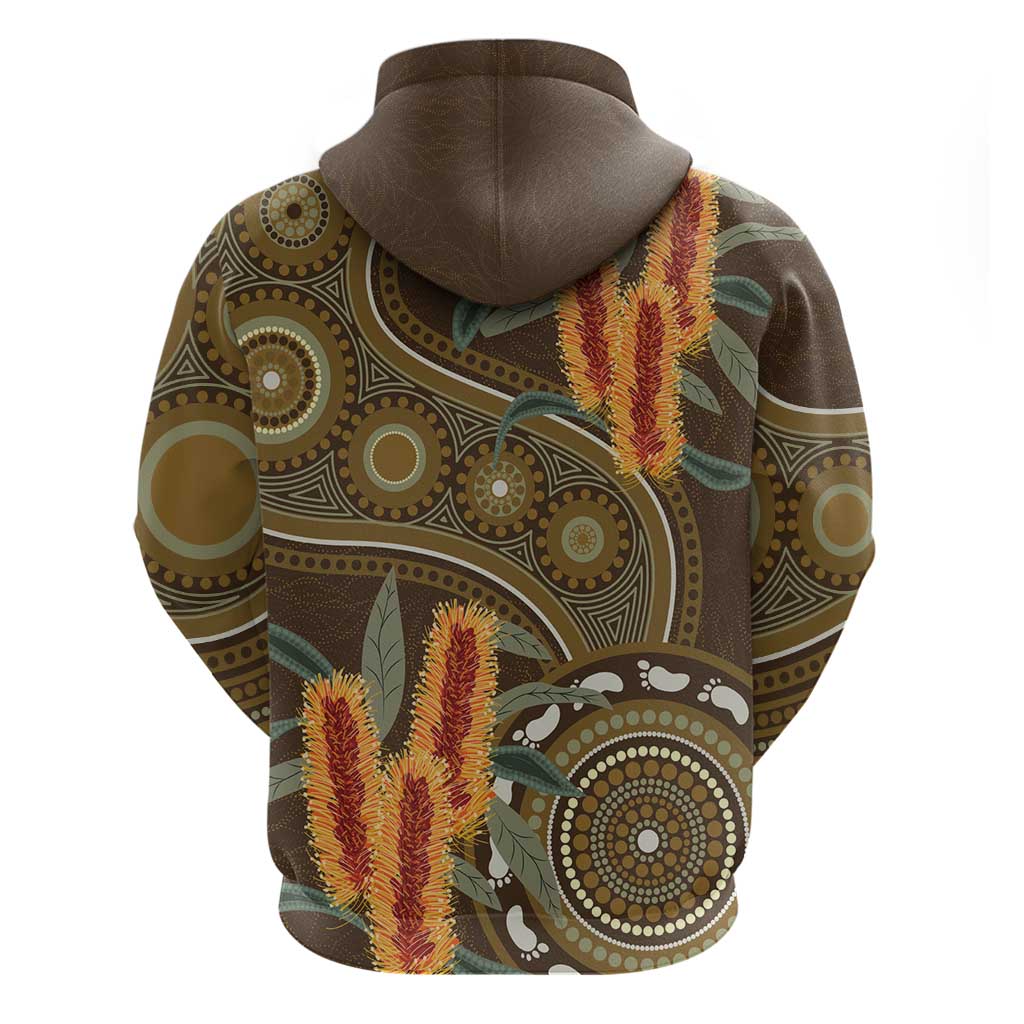 Australian Yellow Banksia Flowers Hoodie Aboriginal Dot Art LT9 - Vibe Hoodie Shop