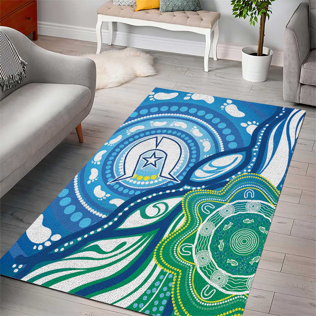 Torres Strait Islander Area Rug Aboriginal Blue Art - Vibe Hoodie Shop