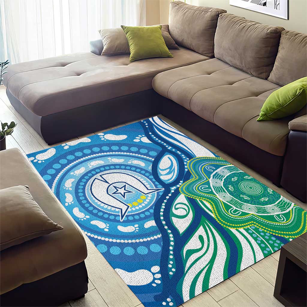 Torres Strait Islander Area Rug Aboriginal Blue Art - Vibe Hoodie Shop