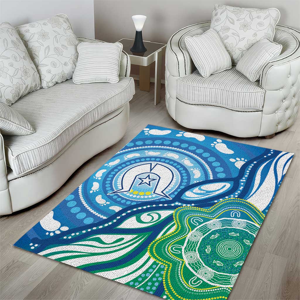 Torres Strait Islander Area Rug Aboriginal Blue Art - Vibe Hoodie Shop