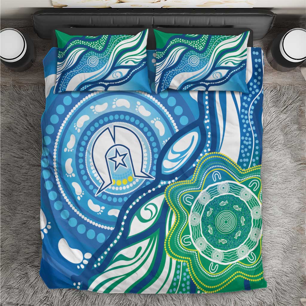 Torres Strait Islander Bedding Set Aboriginal Blue Art - Vibe Hoodie Shop