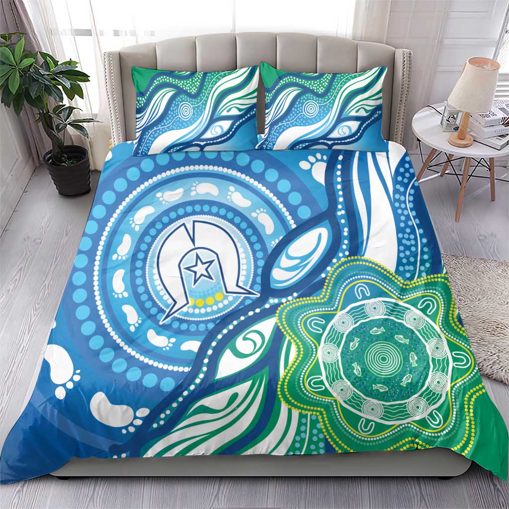 Torres Strait Islander Bedding Set Aboriginal Blue Art - Vibe Hoodie Shop