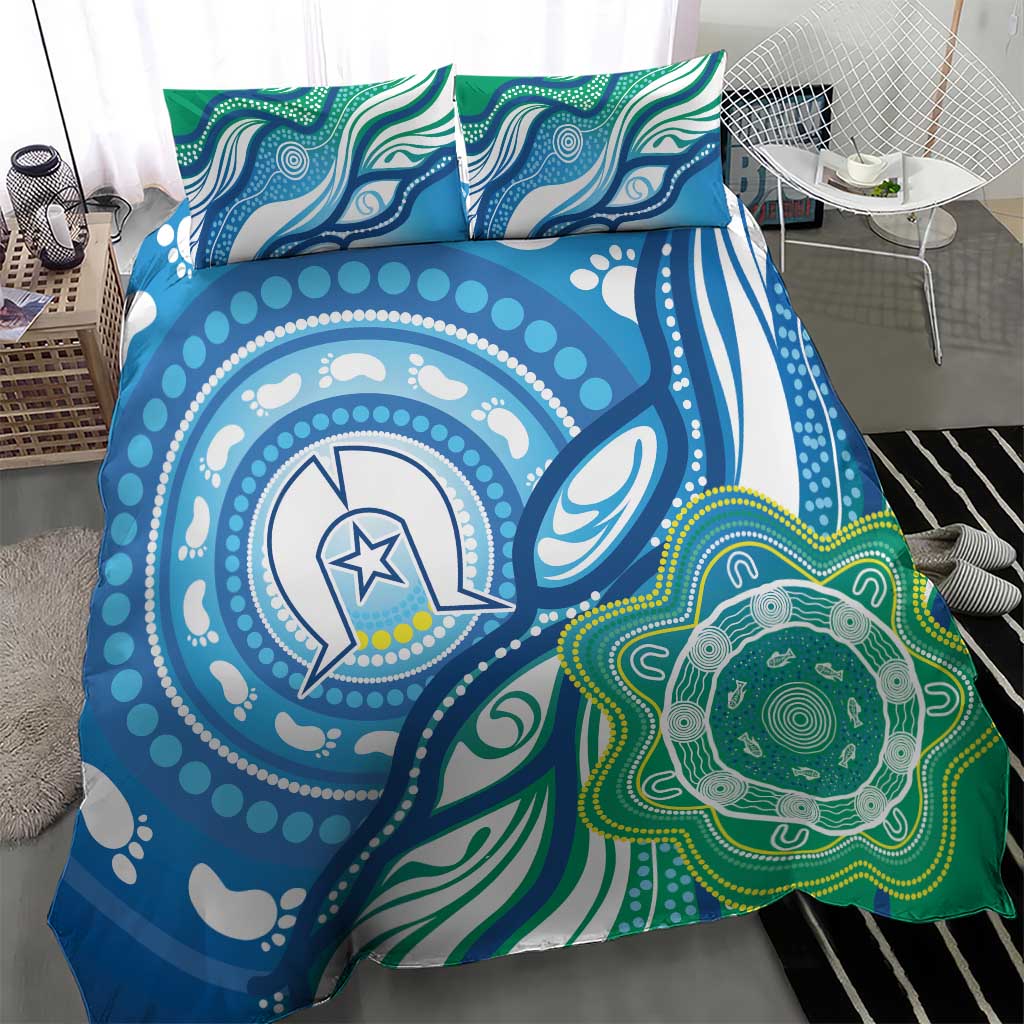 Torres Strait Islander Bedding Set Aboriginal Blue Art - Vibe Hoodie Shop