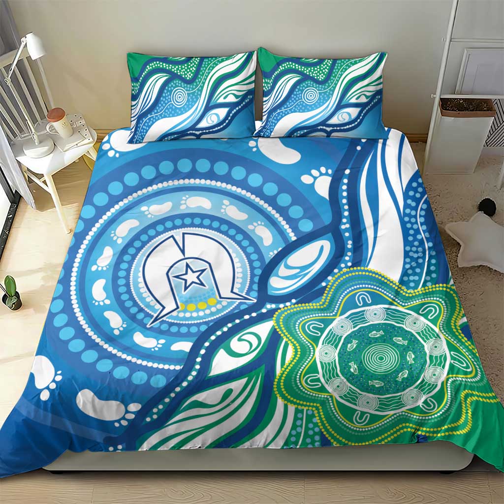 Torres Strait Islander Bedding Set Aboriginal Blue Art - Vibe Hoodie Shop