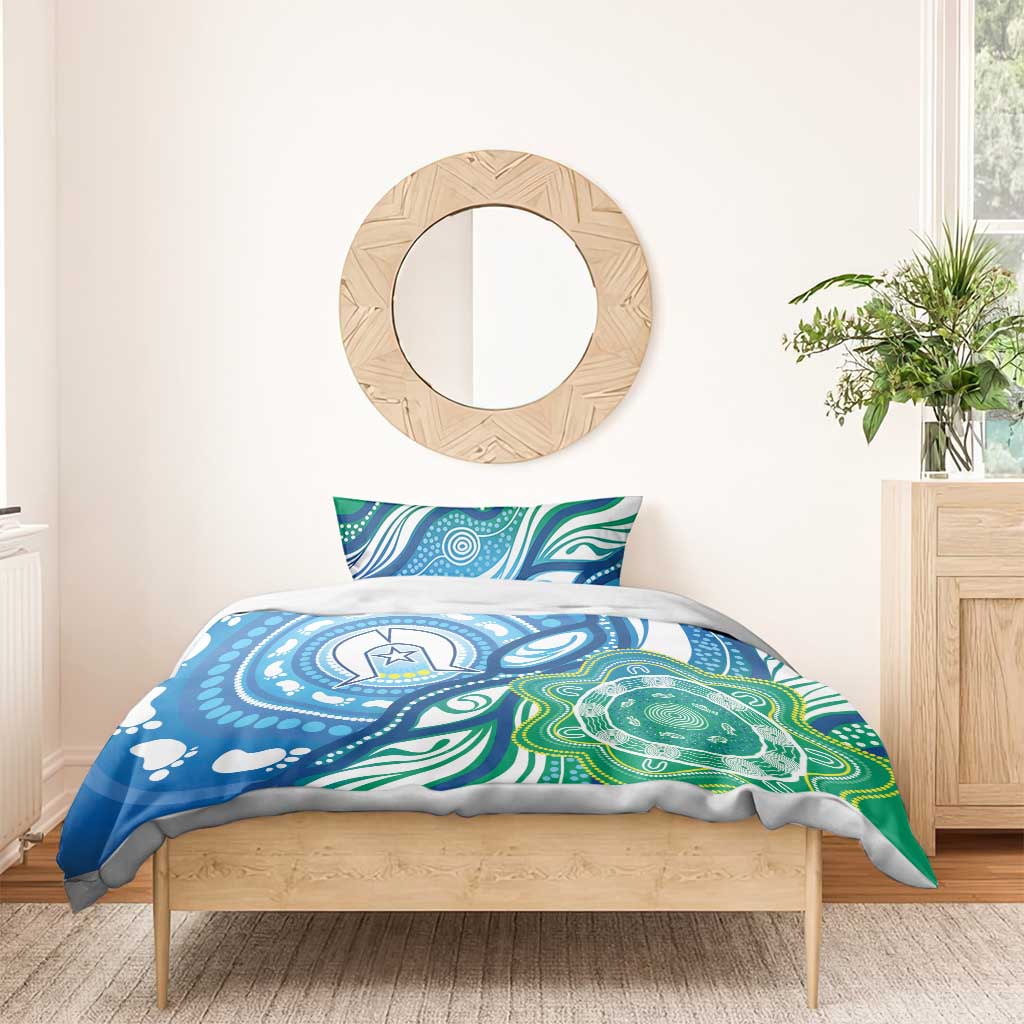 Torres Strait Islander Bedding Set Aboriginal Blue Art - Vibe Hoodie Shop